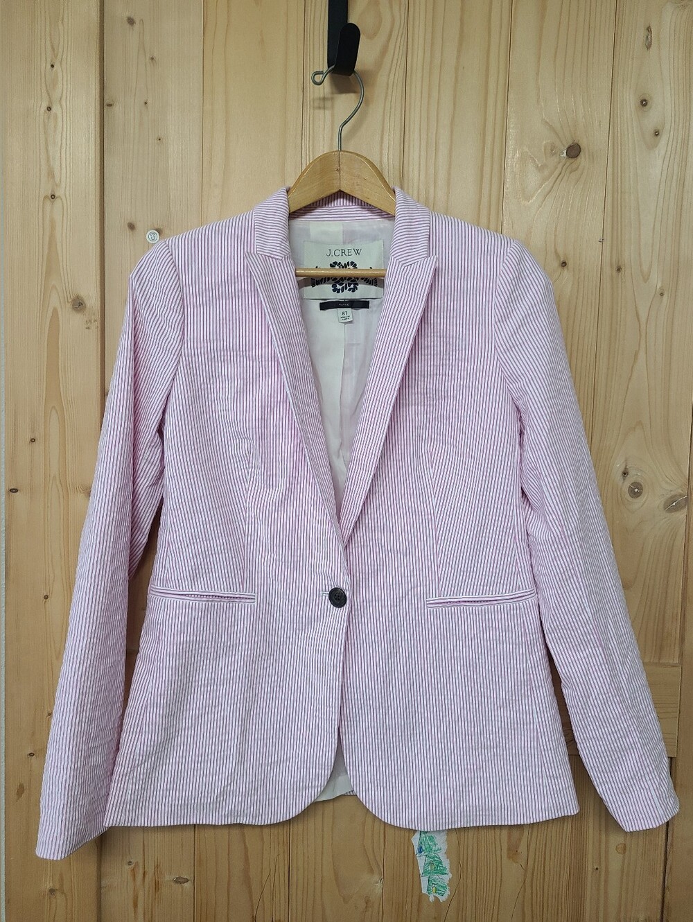 J. Crew Pink Striped Seersucker Blazer